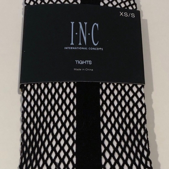 INC International Concepts Women's Tuxedo Fish Net Tights Black XS/S - Picture 2 of 5